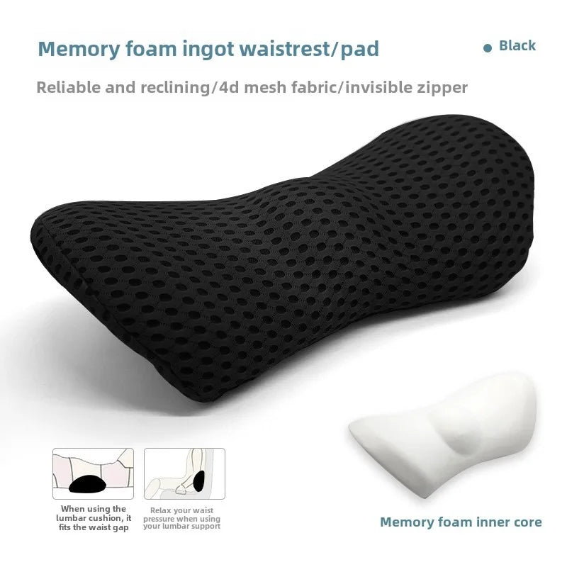Breathable Memory Foam Lumbar Support Cushion – Car Seat, Bed & Office Waist Pillow
