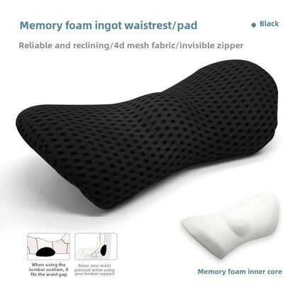 Breathable Memory Foam Lumbar Support Cushion – Car Seat, Bed & Office Waist Pillow