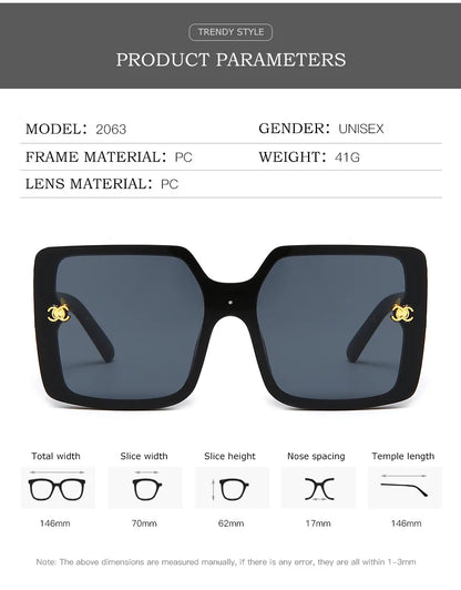 MERCELYN Luxury Glamour Sunglasses – UV400 Oversized Square Designer Style