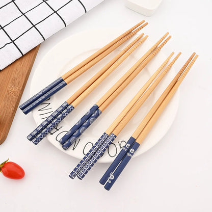 Portable Anti-Skid Handmade Bamboo Chopsticks Set – Japanese Style Natural Wood Reusable Chopsticks