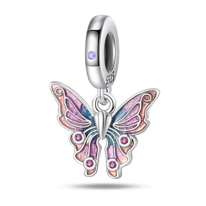 925 Sterling Silver Colorful Butterfly & Insect Zircon Charm Bead – DIY Jewelry