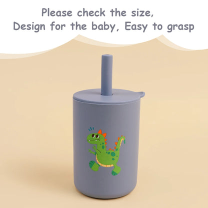 Baby Feeding Straw Cup – Anti-Hot Leakproof Silicone Toddler Water Bottle