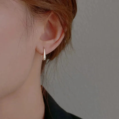 Silver Water Drop Stud Earrings – Simple Retro INS Jewelry for Women