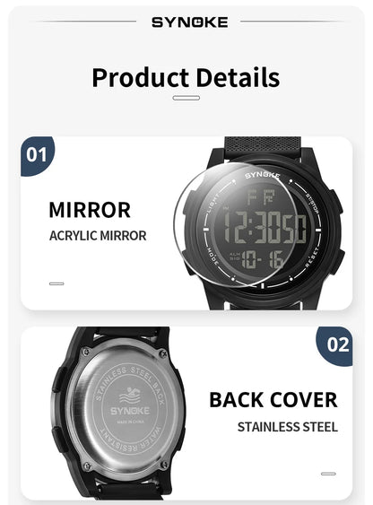 Ultra-Thin Digital Watch – Waterproof, Stopwatch, Wide-Angle Display for Men & Women