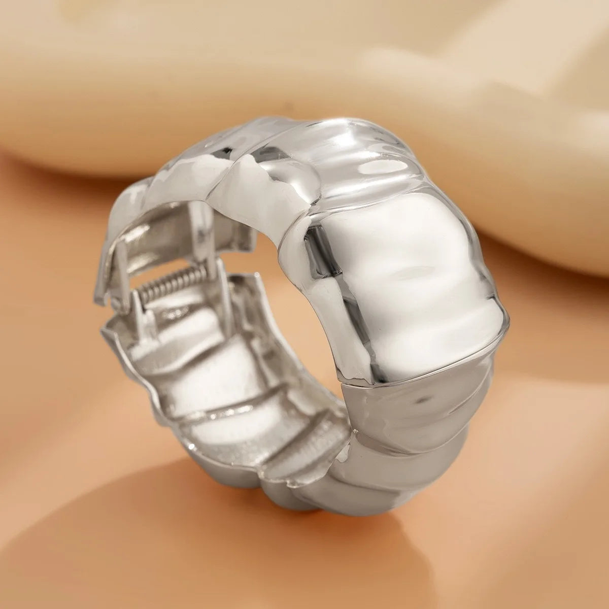Bracelet Vintage Pearl Wide Cuff Bangles Men Hip Hop Punk Gold Silver Color Geometric