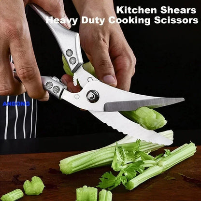 Laser Damascus Kitchen Knife Set – Cleaver, Santoku, Bread, Boning & Kitchen Scissors