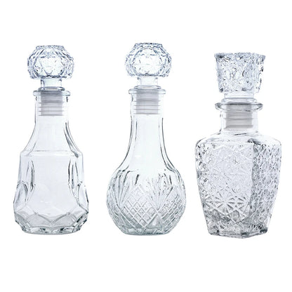 Mini Whiskey Decanter Bottle – 100/150ml Crystal Glass with 3D Carved Cap