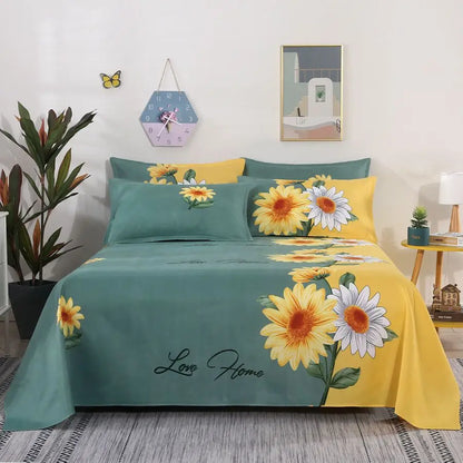 Modern Polyester Cotton Flat Bed Sheet – Soft Bed Linen for Single, Queen & King Size (No Pillow Covers)