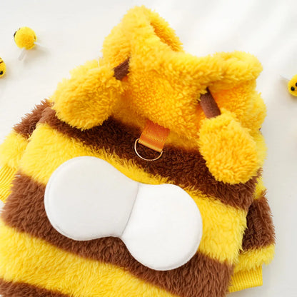 Bee-Themed Pet Hoodie – Warm Fleece Costume for Dogs & Cats - BeeTrendyShop.COM