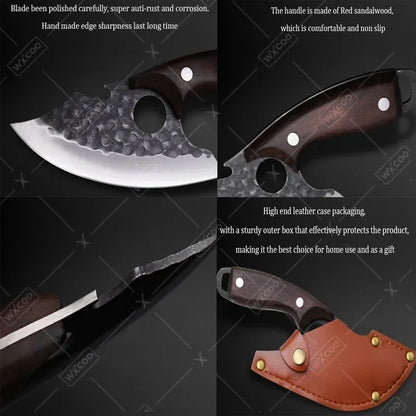 WXCOO Hand Forged Butcher Knife – High Carbon Steel BBQ & Meat Cutting Chef Knife