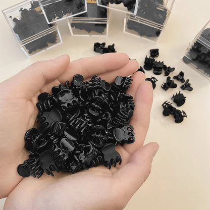 Mini Hair Claw Clips – Black Plastic Hairpins for Women, Girls & Kids