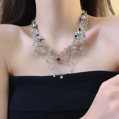 Multilayer Flower Pendant Clavicle Chain Necklace – Trendy Choker for Women