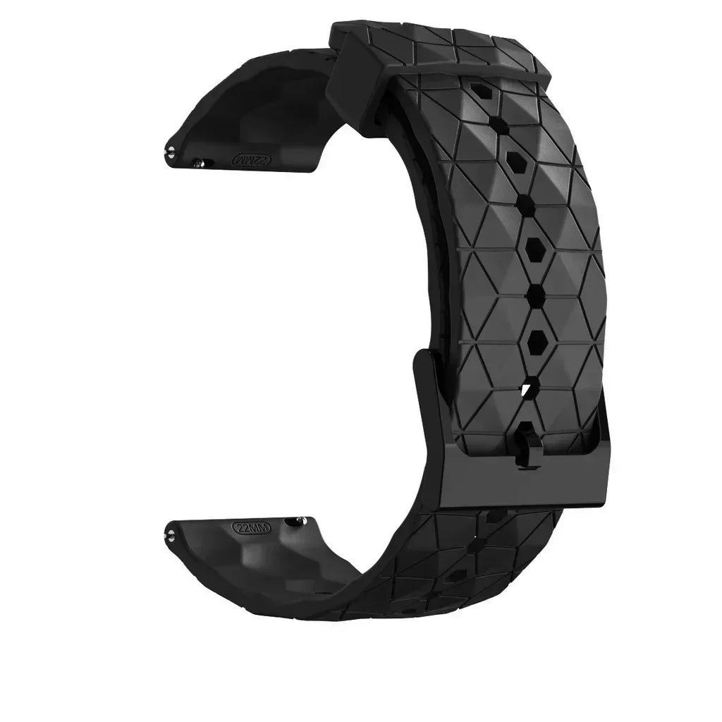 Black textured watch strap on a white background