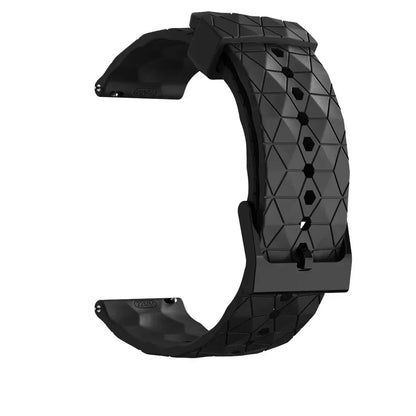 Black textured watch strap on a white background