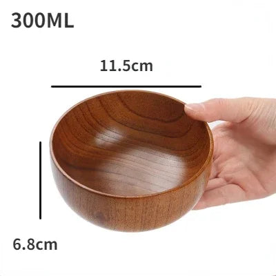 Japanese Jujube Wood Soup & Rice Bowl – Solid Wood Salad Bowl for Children, Baby & Adults