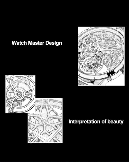 AESOP Flying Tourbillon Skeleton Mechanical Watch – Sapphire Mirror, Men's Luxury Timepiece