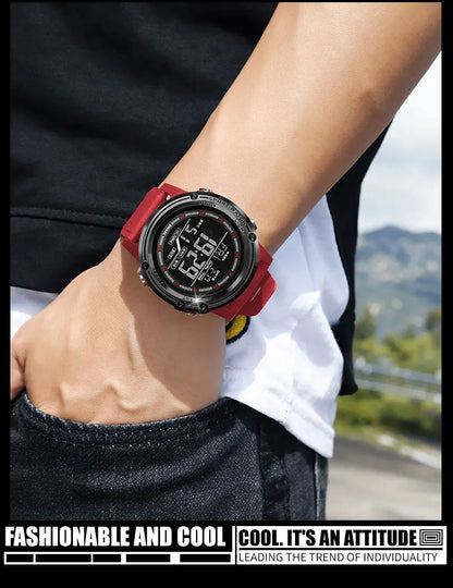 Men's Digital Sport Watch – 50M Waterproof, LED, Stopwatch, Military Tactical Wristwatch
