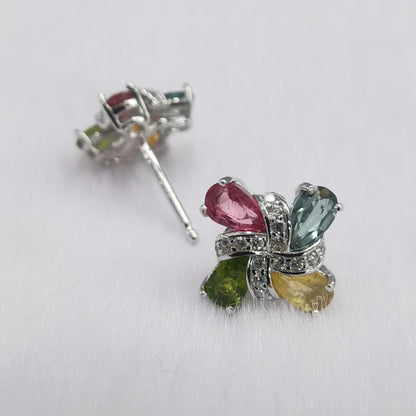 SACE GEMS 925 Sterling Silver Natural Tourmaline Stud Earrings – Fine Jewelry Gift for Women