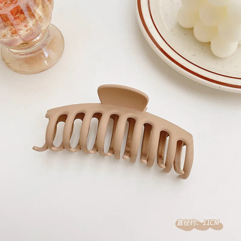 Large Acrylic Hair Claw Clip – Korean Style Coffee Color Hairpin for Women & Girls