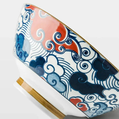 7.5-Inch Japanese Hat-Style Retro Ceramic Ramen Bowl – Fruit, Vegetable & Salad Noodle Holder
