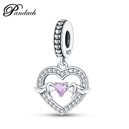 925 Sterling Silver Mom & Daughter Heart Charm – Mother's Day DIY Jewelry