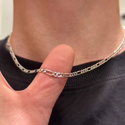 925 Sterling Silver 4mm Chain Necklace & Bracelet Set – Unisex Fine Jewelry