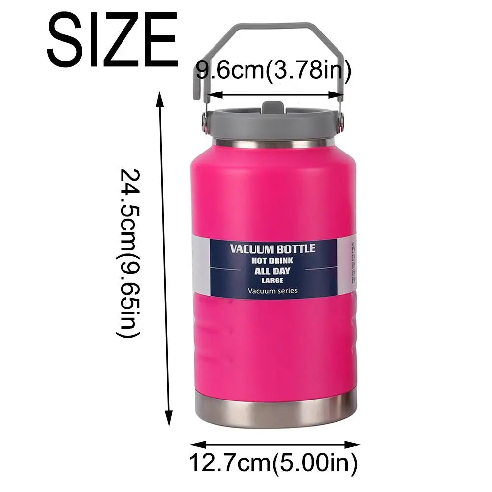 2L Stainless Steel Thermal Water Bottle with Handle – Leakproof Travel Mug