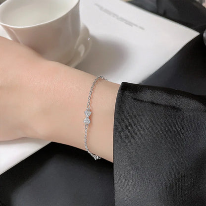 VENTFILLE 925 Silver Diamond Butterfly Bracelet – Adjustable Flower Jewelry for Women