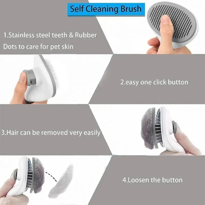 Self-Cleaning Pet Brush – Dog & Cat Grooming Comb