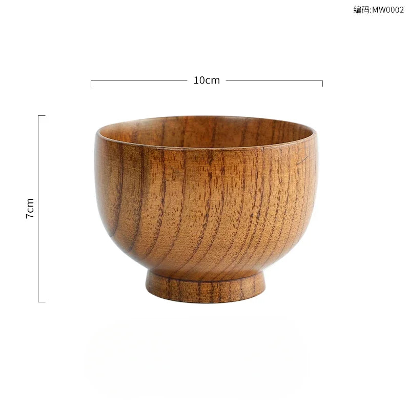 Japanese Wooden Bowl Rice Noodle Bowl Ramen Bowl Kitchen Utensils Accessories Natural Solid Wood No Splicing Tableware