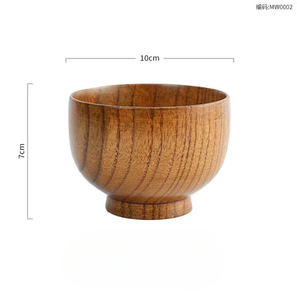 Japanese Solid Wood Ramen & Rice Noodle Bowl – Natural No-Splicing Kitchen Tableware