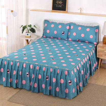 Flower Bedspread Non-Slip Bed Sheet Set – Soft Home Bedding Cover for King & Queen Size (1.5M/1.8M/2M)