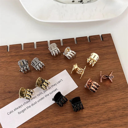 Vintage Metal Mini Hair Claw Clips – Gold, Silver & Bronze Bangs Clip for Women