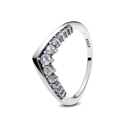 925 Sterling Silver Love Heart Crown Ring – Rose Gold Engagement Jewelry