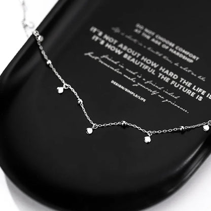 925 Sterling Silver Tassel Round Pendant Necklace – Elegant Geometric Chain for Women