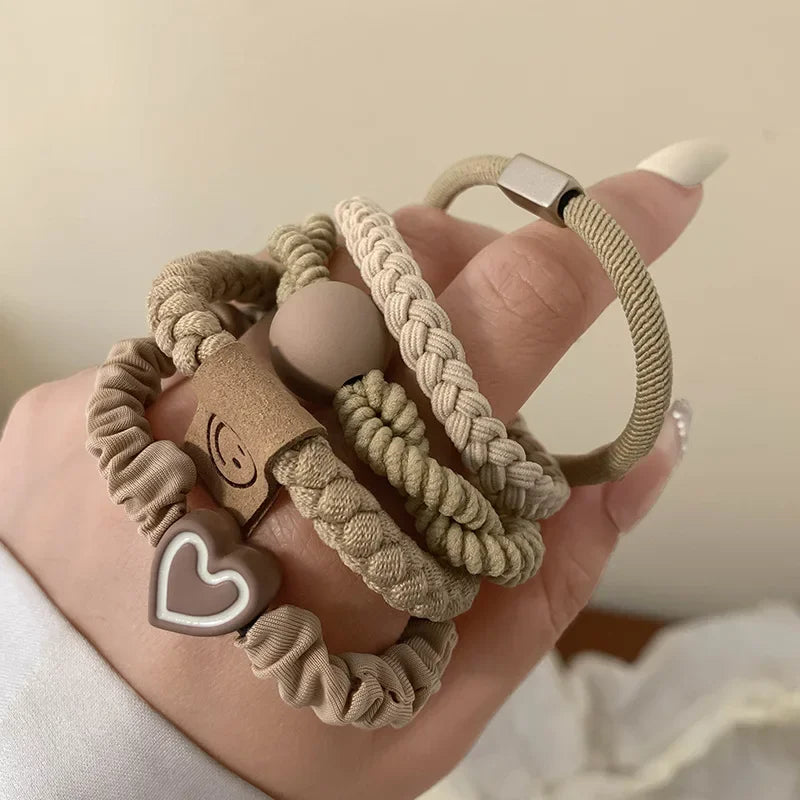5pcs/Bag Seamless Bow Hair Ties