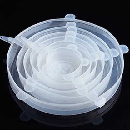 6-Piece Silicone Stretch Lids – Universal Microwave Food Covers & Elastic Bowl Caps