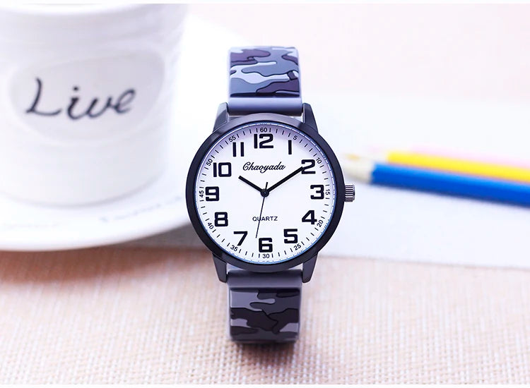 man high school students fashion personality super cool military camouflage watches men's boys big digital dial wrist watches - BeeTrendyShop.COM