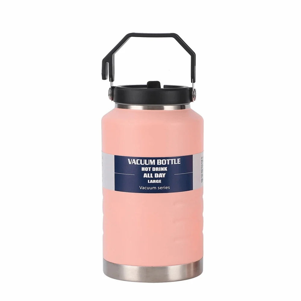 2L Stainless Steel Thermal Water Bottle with Handle – Leakproof Travel Mug