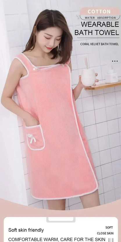Womens Bath Towels Girls Wearable 140*85Cm Fast Drying Bathing Beach Spa Bathrobes Wash Clothing, Shower Bath And Gym Towel - BeeTrendyShop.COM