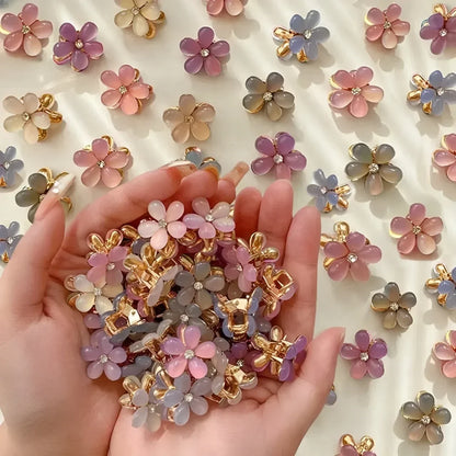 Mini Flower Hair Claw Clips – Colorful Opal Hairpins for Women & Girls (1/10Pcs)