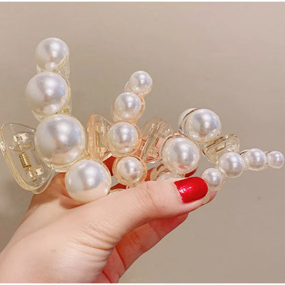 Korean Big Pearl Hair Claw Clip – Elegant Hairgrip Barrette for Women & Girls