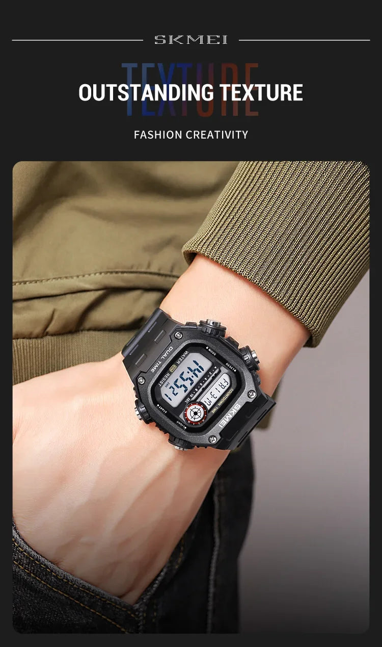 SKMEI 2126 Digital Countdown Sports Watches for Men LED Display Waterproof Stopwatch Mens Wristwatch Alarm Clock montre homme - BeeTrendyShop.COM