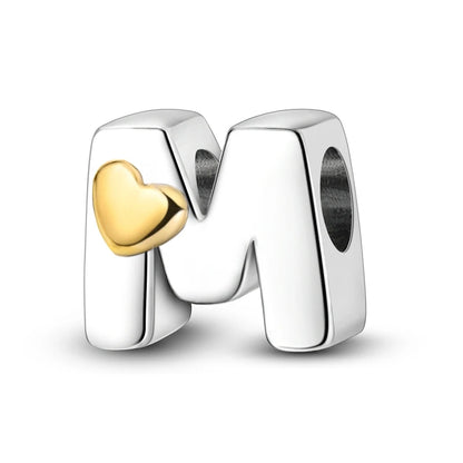 925 Sterling Silver A-Z Letter Charm Beads – Gold Alphabet DIY Birthday Jewelry