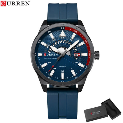 CURREN Fashion Men Watch Top Brand Luxury Waterproof Sport Mens Watches Silicone Automatic Date Military Wristwatch - BeeTrendyShop.COM