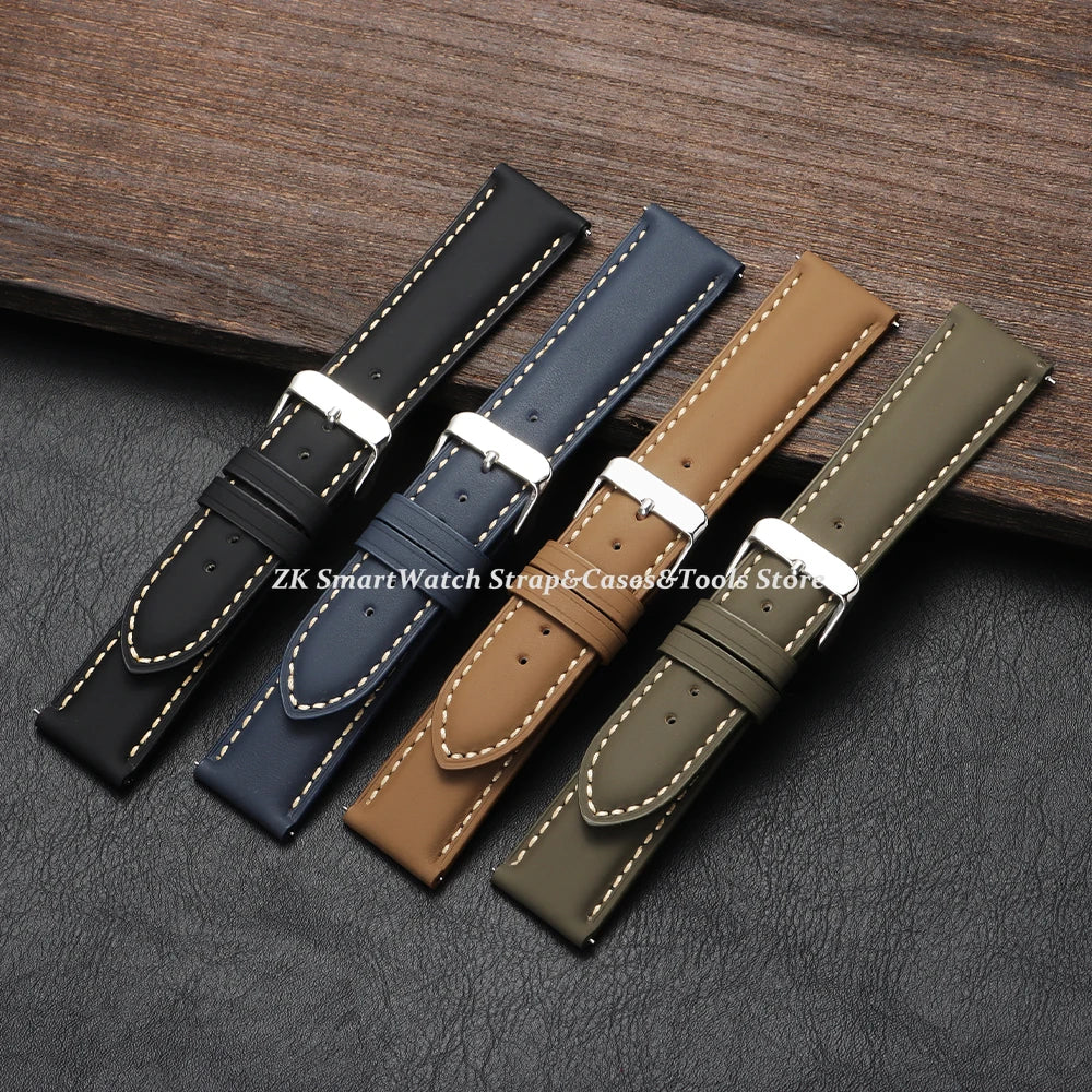 Quick Release Watch Band for Men Women Watchband Retro Cowhide Watch Strap Replacement Belt 18mm 20mm 22mm Vintage Brown Straps - BeeTrendyShop.COM