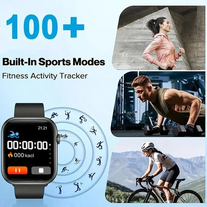 Smartwatch 1.73" – Bluetooth Call, Blood Oxygen & Blood Pressure Monitor for Men & Women