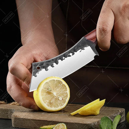 WXCOO Hand Forged Butcher Knife – High Carbon Steel BBQ & Meat Cutting Chef Knife
