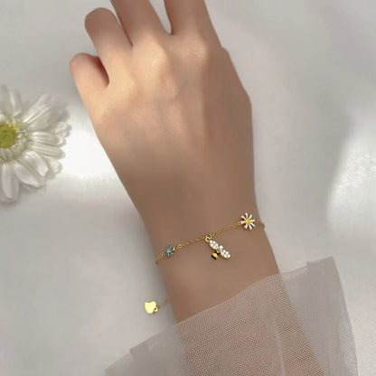 VENTFILLE 925 Silver Diamond Butterfly Bracelet – Adjustable Flower Jewelry for Women