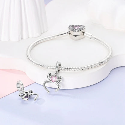 925 Sterling Silver Tree of Life & Peach Heart Charm Bead – Sweet Love DIY Jewelry